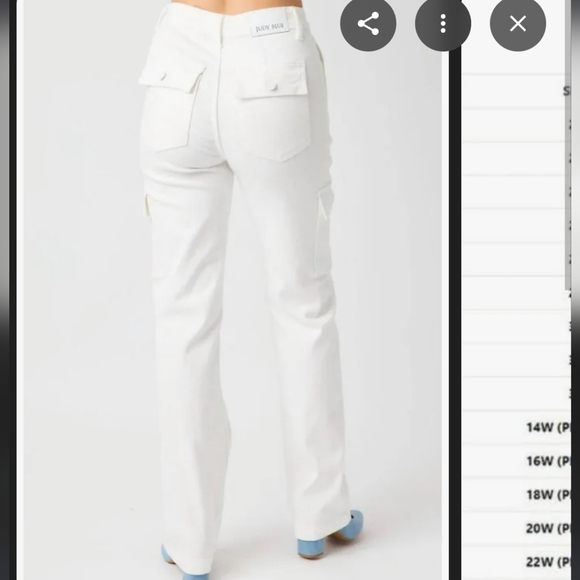 Judy Blue High Rise Cargo Straight Leg Jeans White Size 32 - Picture 11 of 11